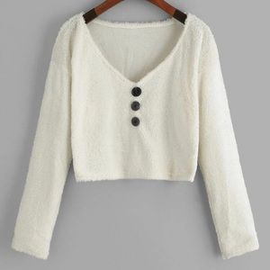 Button up fuzzy long sleeve